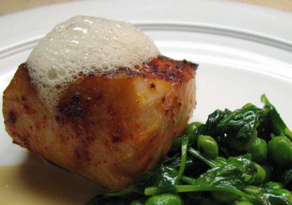 Ginger And Soy-Marinated Sablefish With Soy Sabayon And Chinese Salad