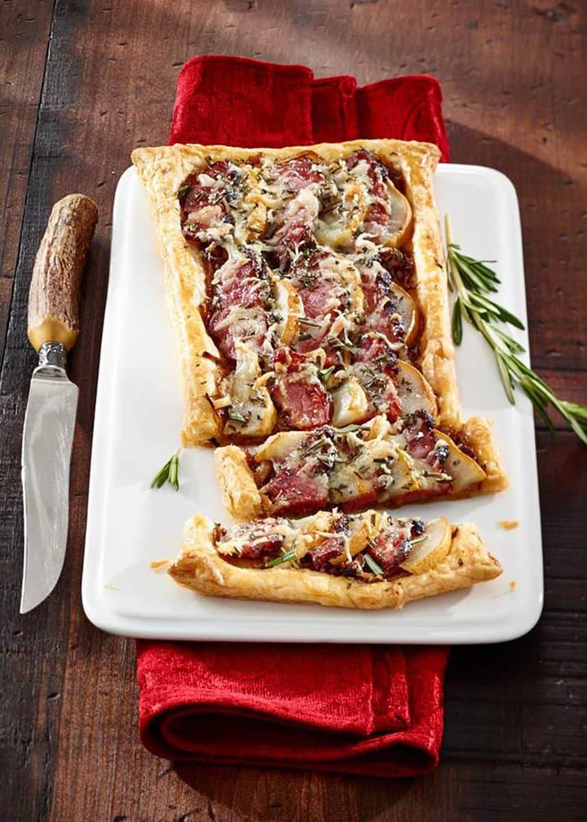 Pear And Pepper-Smoked Duck Tart