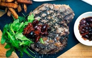 Ribeye Steak with Tomato Olive Chutney & Butter Sauce