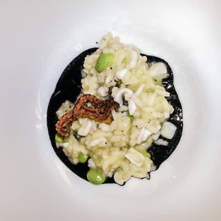 CiopPino’s Risotto Acquerello “bianco e nero” with sauteed calamari