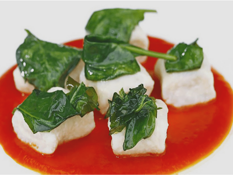 Ricotta Gnocchi With Peppers And Spinach
