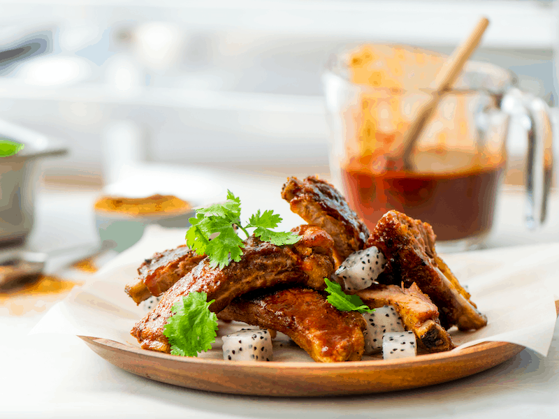 Alex Edmonson’s Bacon Seasoned BBQ Ribs With Pickled Dragon Fruit