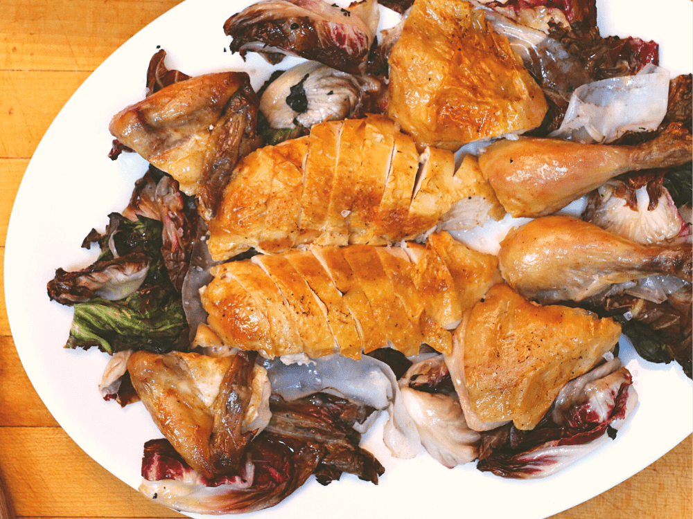 Guy Rawlings’ Roast Chicken With Carrots, Charred Radicchio And Lardo