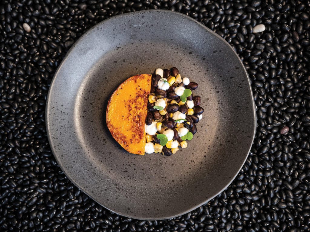 The Three Sisters: caramelised squash, black beans and sweet corn