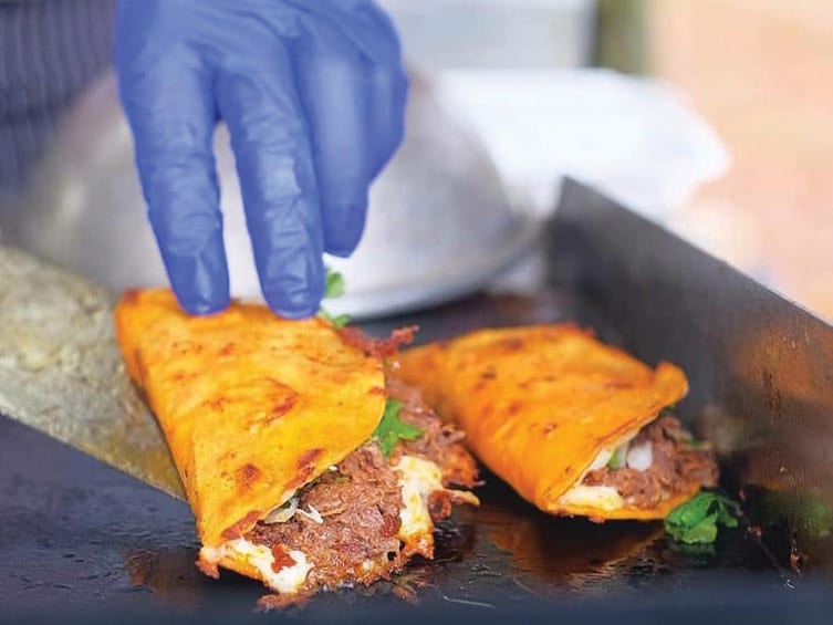 Braised beef birria taco