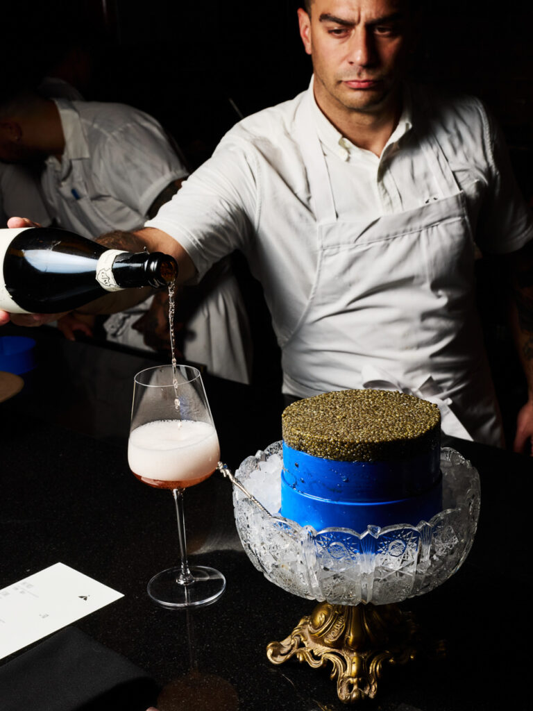 Chef Piedimonte with caviar.