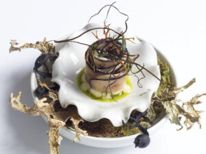 Swordfish bresaola, turnip, sea vegetables, kombu.