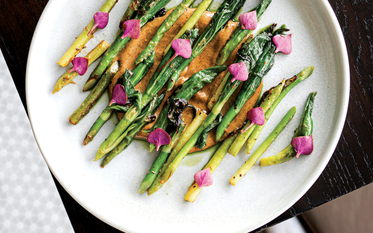 Lily-bulb spears, wild rice miso.