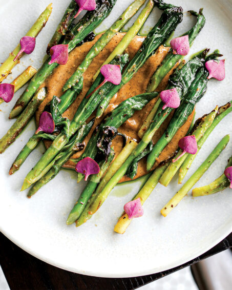 Lily-bulb spears, wild rice miso.